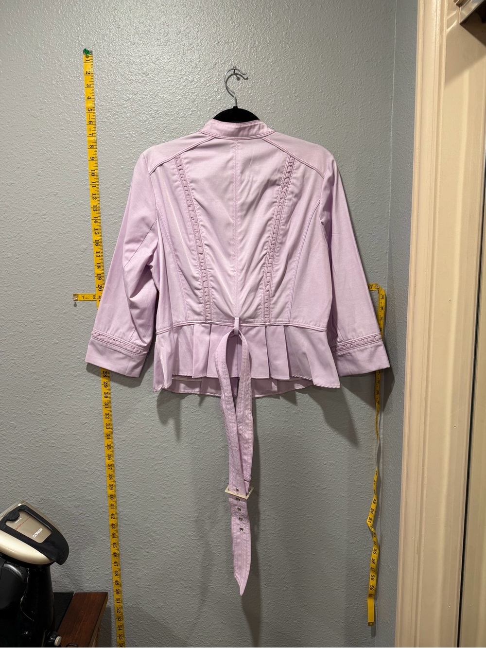 NWT White House Black Market Elle Twill Jacket Pink Size 12 Belted Zip Front - Picture 4 of 4